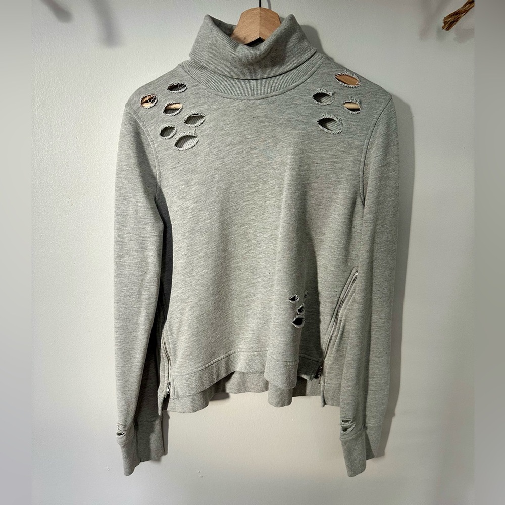 Fashion Nova Gray Long Sleeve Cut Out Relaxed Sweatshirt